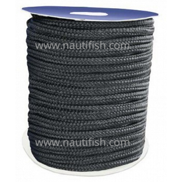 Mooring 16-Strand Double Braided Rope, 16mm, Polyester, black