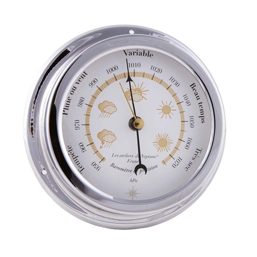 [001538] BAROMÈTRE ANVI CHROMÉ (12 CM -BLANC)